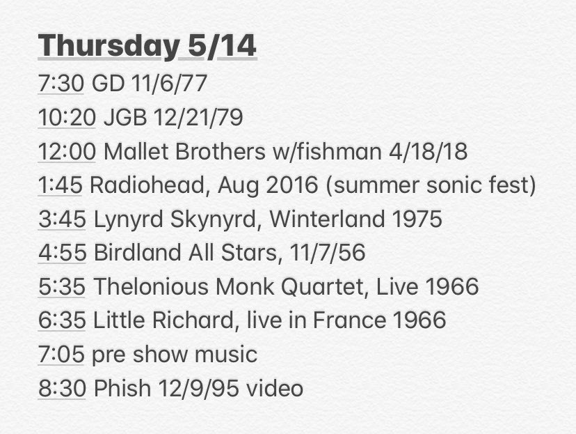 _dennis_system's tweet image. Thursday 5/14 playlist: Wake up with the dead 11/6/77 and JGB 12/21/79. Tomorrow nights phish video is 12/9/95. A reallllly good one. #fall95 #phishvideoproject  
cytu.be/r/drbjr320