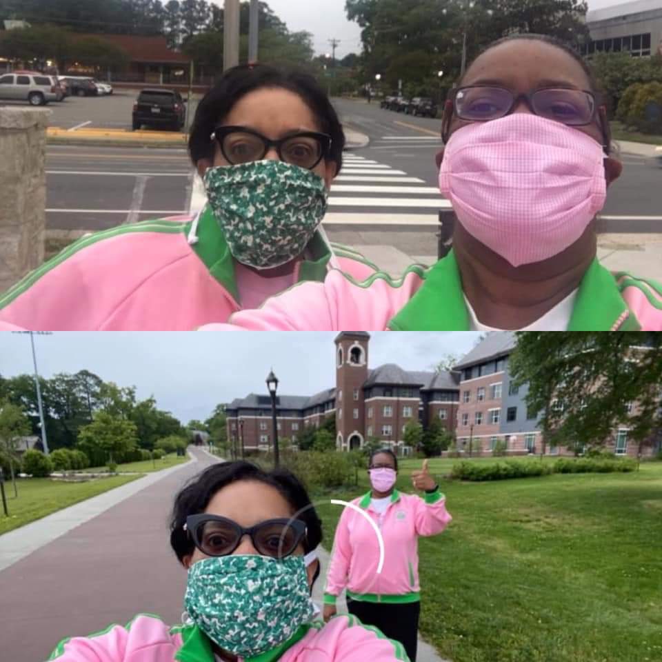 chapelhillaka's tweet photo. Chapter members Katrena Neal and Carol Bolden Stone-El were up and at it at 6:30 am! #WellnessWednesday #TargetTwo https://t.co/MPSPkV6yCh