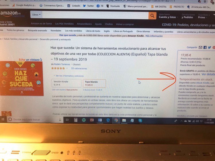 rubenturienzo's tweet photo. Wow!! Sois increíbles! Por tercera vez en la vida de mi libro “Haz Que Suceda” rompéis el stock de Amazon! Gracias infinitas a todos y perdón por los dolores de cabeza a @RogerDomingo y @Alienta https://t.co/0fBcRgZP0U
