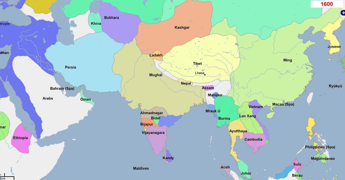 1600 ADMughals have not firmly grasped South Asia and Afghanistan. 3 Gunpowder Empires on the rise, vying and also cooperating with each other. 17/24