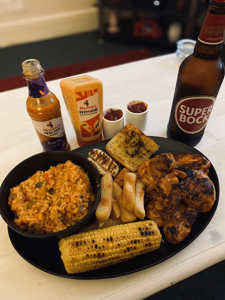 Our take on a Nandos player.Chicken thighs, corn on the cob, chilli jam, ha...