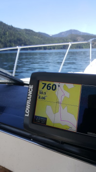 gngfishing's tweet photo. Yup, electronics work fine in feet. 760 feet deep and about only 100 feet off shore. We're now taking bookings. Visit  https://t.co/koaSIWcXJT to book your fishing charter. https://t.co/PdrUKftKZ8