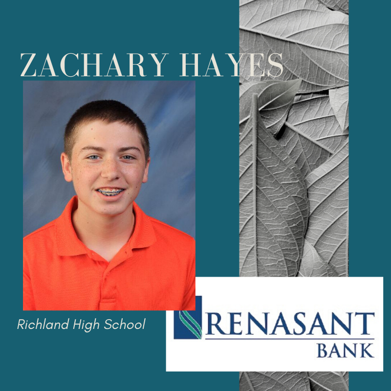 Congratulations to Richland High School’s Zachary Hayes. He showed the MOST growth on his ACT. Renasant Bank sponsored Richland. Thank you Renasant Bank for your sponsorship. #RCSDg2b#traditionofexcellence
