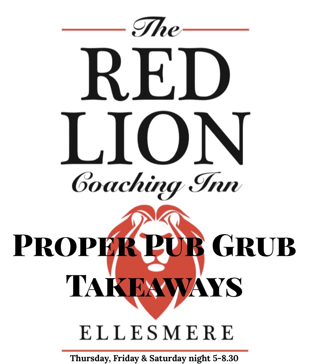RedEllesmere's tweet photo. THURSDAY, FRIDAY &amp; SATURDAY 5-8.30

Call on 01691 622632 or Message on here with your orders for any of those days.

#threedaytakeaway #redlionellesmere #treatyourself #pubgrub #ellesmere #shropshire https://t.co/VxToTzSKQH