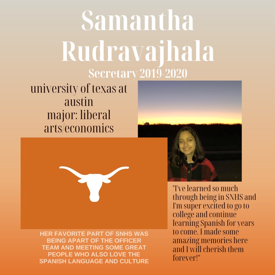 Samantha!! We will miss your great vibes and tranquility, Estamos celosos de UT pero sabemos que UT va a tener una estrella!  #hookemhorns