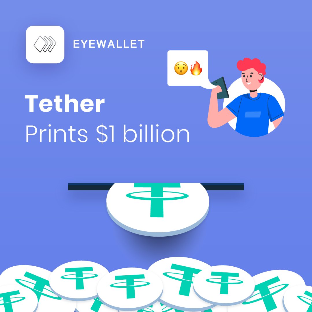 eyewalletapp's tweet photo. Huge #Tether transactions were reported from the treasury on April. Last month, Tether's treasury has minted about $1 billion in #USDT. According to data shared by the researcher Ryan Watkins on Twitter, the USDT is now, by far, the largest stablecoin on the #Ethereum network. https://t.co/SJjqxyk1ty