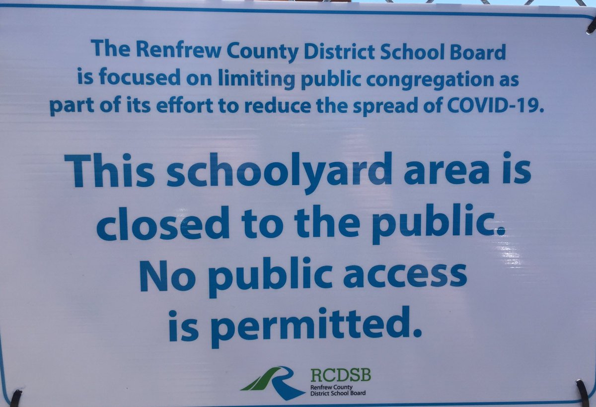 We want to remind everyone that our schoolyards, play structures, sports fields, and tracks all remain closed to the public. Please remain off @RCDSB property until notified otherwise by the school board. Thank you for your cooperation.