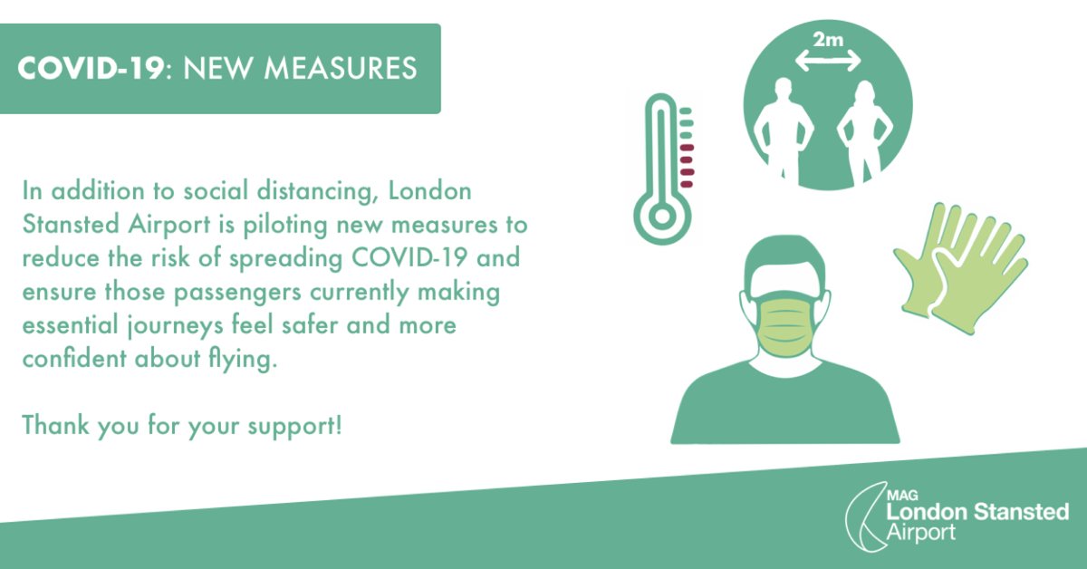 To reduce the risk of spreading #COVID19🦠 and help establish a new standard for air travel, London Stansted Airport is piloting new measures to ensure those passengers currently making essential journeys feel safer &amp; more confident about flying >>> bit.ly/2YJivi3