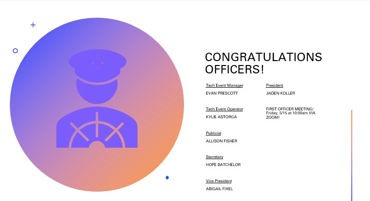 Now announcing your 2020-2021 Troupe Officers! CONGRATULATIONS!