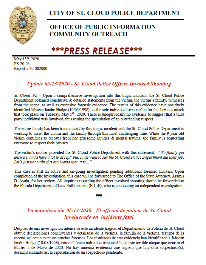 StCloudPD's tweet photo. ***Updated Press Release***

St. Cloud Police Officer Involved Shooting https://t.co/P9pOl1aSJo