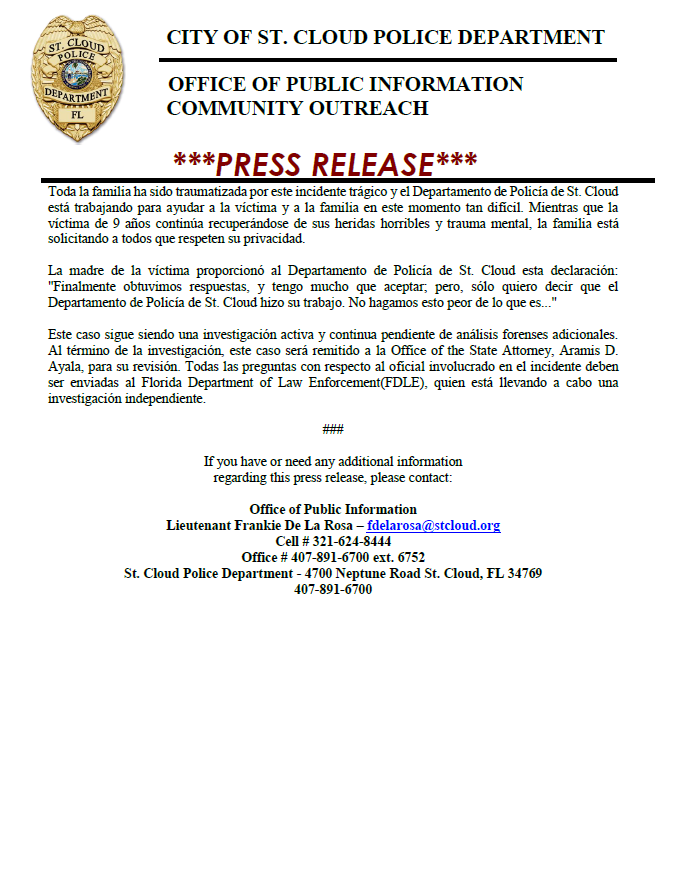 StCloudPD's tweet photo. ***Updated Press Release***

St. Cloud Police Officer Involved Shooting https://t.co/P9pOl1aSJo