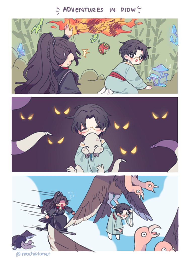mochiplanet's tweet image. you know, i draw a lot of bingge in shen yuan's world but never the other way around 🤔 here are my thoughts on it 🍄🐉🦃