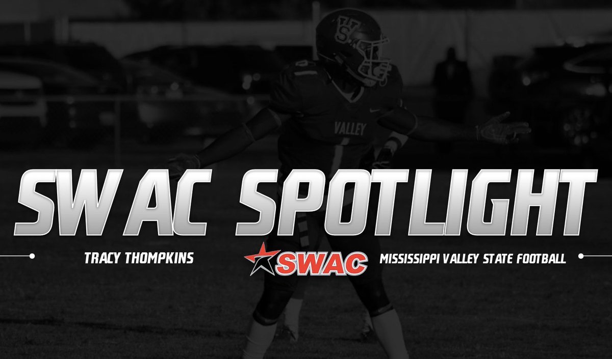 theswac's tweet photo. #SWACSpotlight Senior Tracy Thompkins was a First Team All-SWAC selection after leading @MVSUDevilSports in tackles (107), highlighted by 68 solo stops. He ranked first in the conference in tackles per game with 9.7 per outing and also ranked third in total tackles #SWACFB https://t.co/fX67OOOCSL