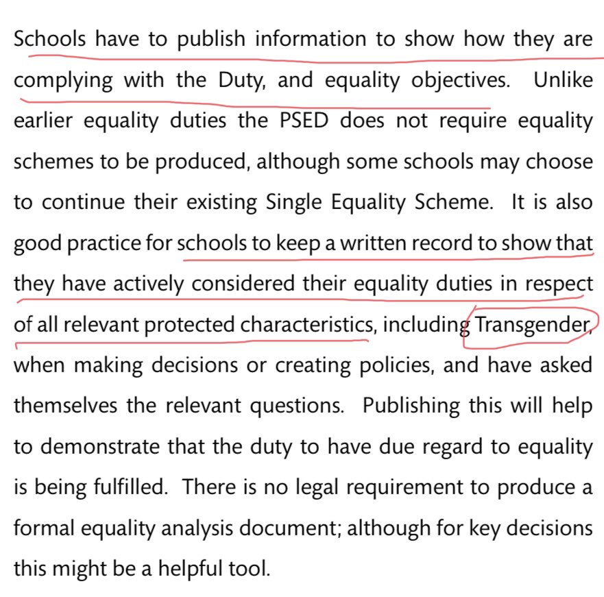 The PSED actually requires the policy to foster good relations between the different “protected characteristics”, Note “Transgender” is NOT one of them. Anyone monitoring /auditing compliance with the law? Because Councils are LYING about it all over the place.  #PolicyCapture