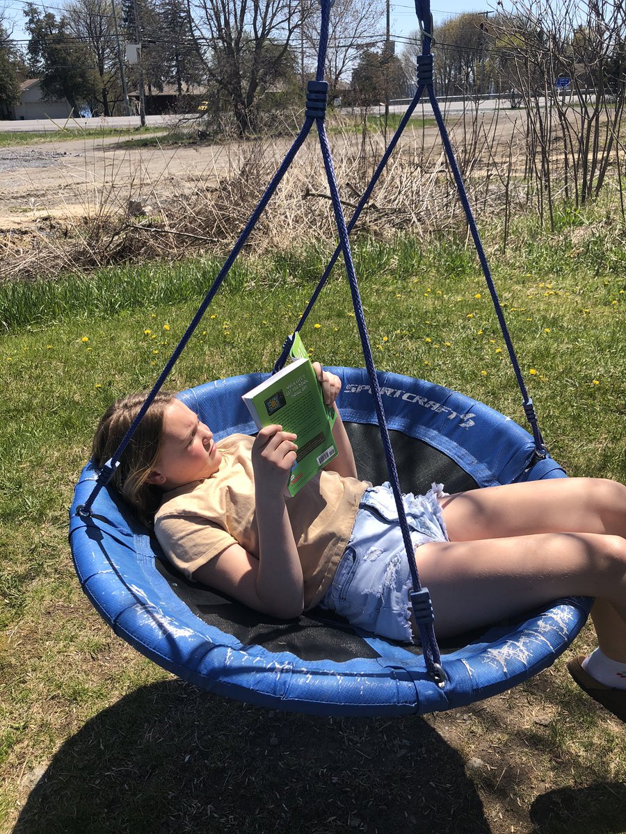 LathamOlmc's tweet photo. Virtual spirit week at OLMC. We are finding a comfortable place to read on “whatcha reading Wednesday”. Sometimes you’ve got to stop making TikToks and just read.  @LathamOlmc @alcdsb @alcdsb_olmc https://t.co/zA9ktOHhQ7