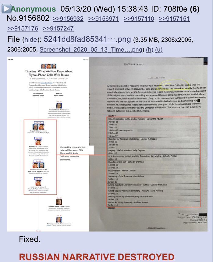 Russian Narrative Destroyed!!Unmasking Requests Pre-Date Call Between Flynn and Russian Ambassador!!Anon notable!! #QAnon  #Unmasking  #ObamaGate  #ObamaKnew @GenFlynn  @realDonaldTrump  @SidneyPowell1  @BarbaraRedgate  @QBlueSkyQ