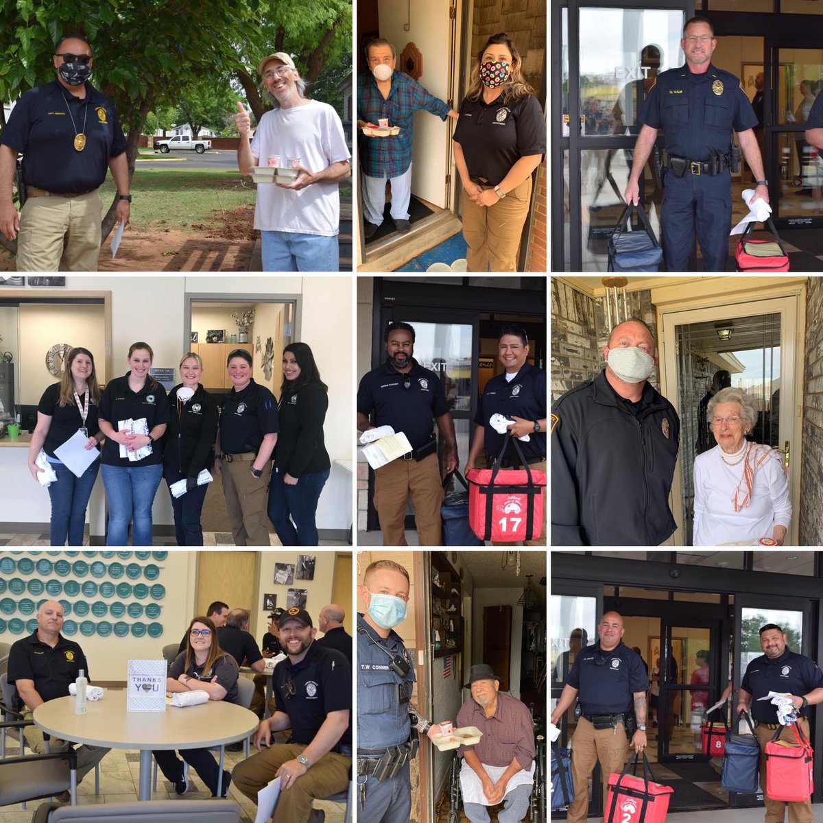 LubbockPolice's tweet photo. Today several of our officers delivered meals with @LubbockMOW!! 

There's no better way to celebrate #NationalPoliceWeek than to give back to the community! https://t.co/yD5fjoB9c4