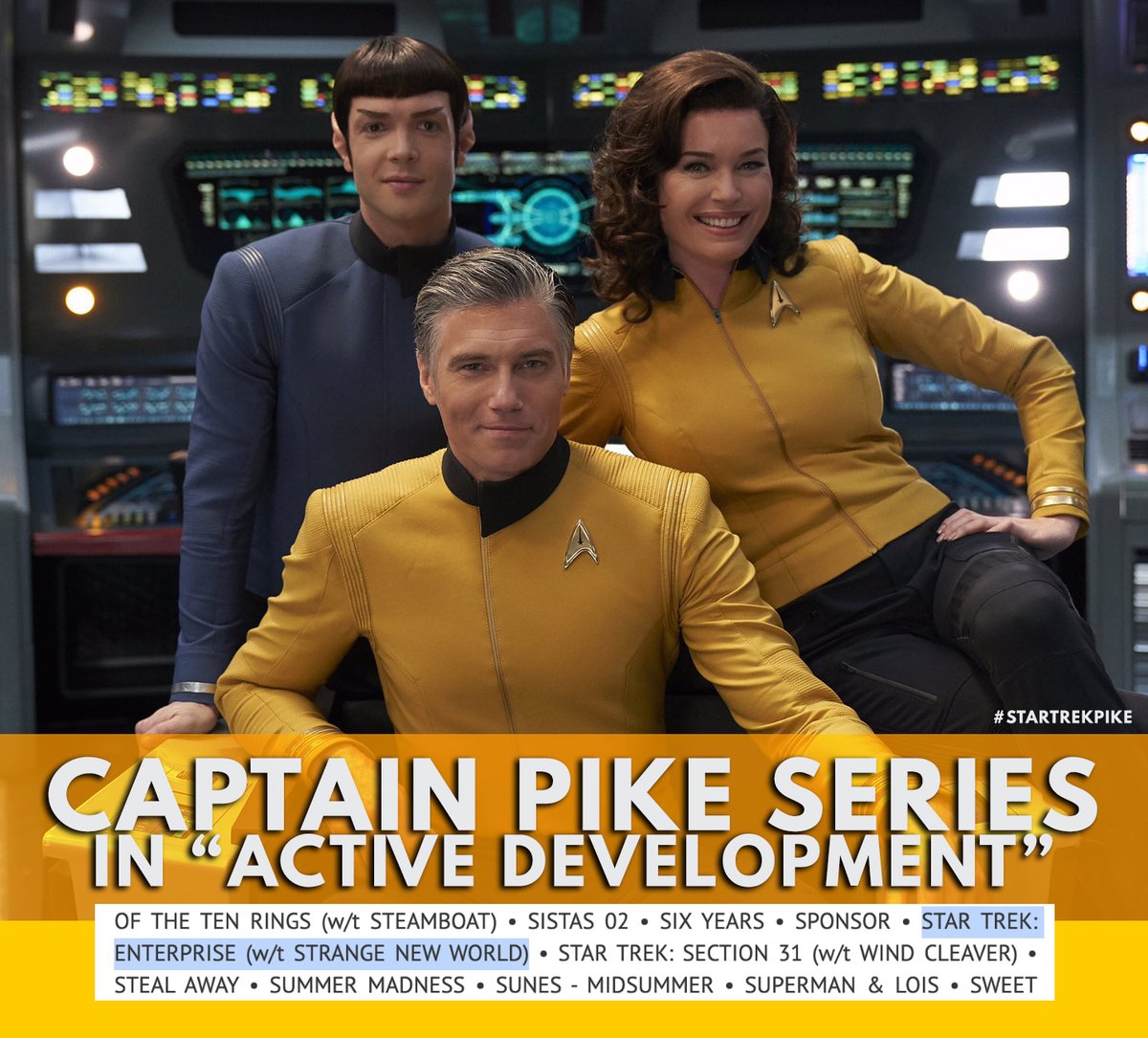NerdgazmNet's tweet photo. There's NO OFFICIAL word YET but a long rumored #StarTrekPike series just got listed on industry site Production Weekly as in 'Active Development'. With significant evidence suggesting production design is under way, hopefully @CBSAllAccess will make it official soon!
🤞🖖 https://t.co/aaefVTOB9M