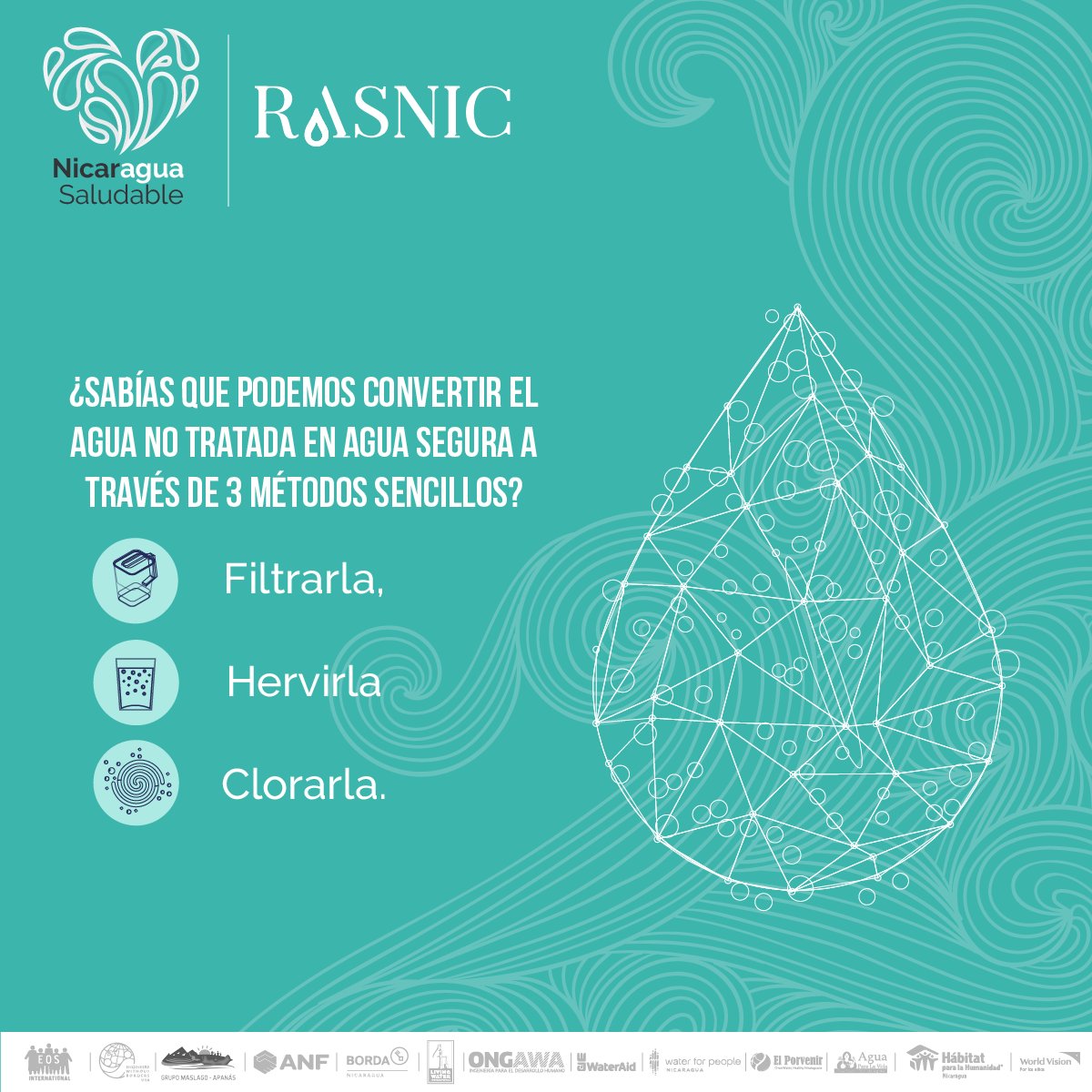 WorldVisionNic's tweet photo. #WorldVision se une a la campaña 'Nicaragua Saludable', promovida por la Red de Agua y Saneamiento de Nicaragua (#RASNIC), para contribuir a detener la propagación del #COVID19 usando ¡el agua segura! https://t.co/c4gZYkFYfC