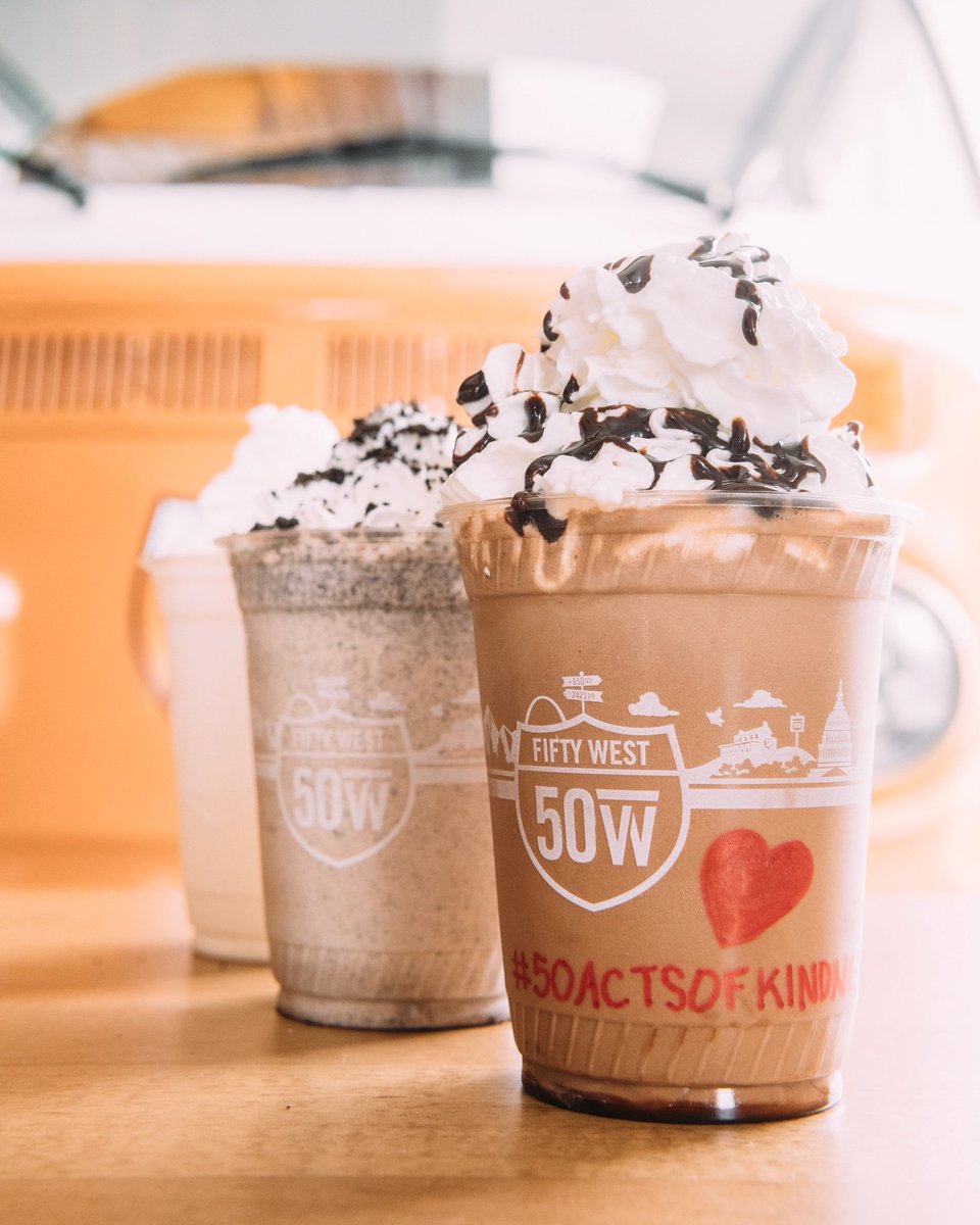 FiftyWestBrew's tweet photo. Sometimes a simple act of kindness can make all the difference ♥️ We're giving away 50 milkshakes to the 1st 50 people to show us their act of kindness! Use #50actsofkindness showing us your act for a giftcard for a milkshake at the Burger Bar. Let's brighten the world ☀️🍦 https://t.co/UCtcCfhS0G