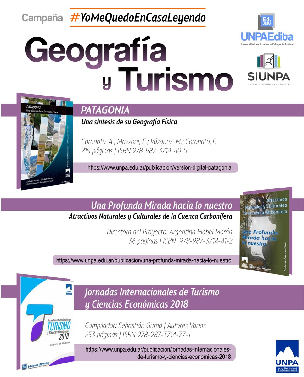 bibliotecasUNPA's tweet photo. Como cada lunes, miércoles y viernes, desde UNPAedita y el Sistema de Información y Bibliotecas- SIUNPA ponemos a disposición de la comunidad nuestras publicaciones en formato digital, con descarga gratuita a través de https://t.co/BznwAcFcTh 
#SIUNPA #UNPAEdita #EbooksUNPA https://t.co/6sZKIMySaM