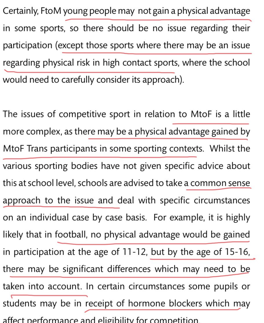 The sport section is not nearly as bad as I expected. They do seem to notice that male puberty makes a difference in competetive sport. They domt mention testosterone & females but its 5 years old. (This also illustrates how rapid the onset of Transgender Ideology has been.