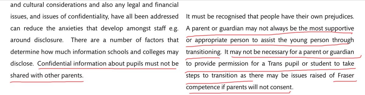 I’m always wary of any policy that suggests keeping parents out of the loop. This policy *mostly* recommends parents of the “trans” kid are kept included. Someone also seems to be aware that “LGBT champions” can make it worse for our kids. Shocked this survived the edit. 