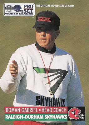 DatWinning's tweet photo. In the 1980s, Roman Gabriel starting coaching football, first for the Cal-Poly Pomona in the NCAA, then with the Boston Breakers of the U.S. Football League, and the Raleigh-Durham Skyhawks of the World League of American Football. #APAHM #AAPIHM #pioneers https://t.co/fyvbYhOMgn