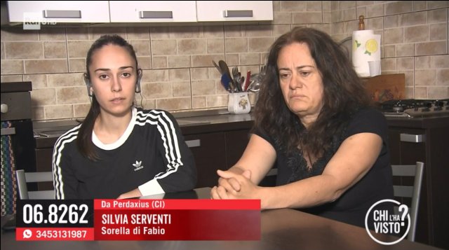 chilhavistorai3's tweet photo. La scomparsa e l’omicidio di Fabio Serventi: “Perché non farci nemmeno ritrovare il corpo?”. Appello in diretta della mamma e della sorella del giovane. #chilhavisto #Perdaxius #SudSardegna https://t.co/vv5FfyzSTc