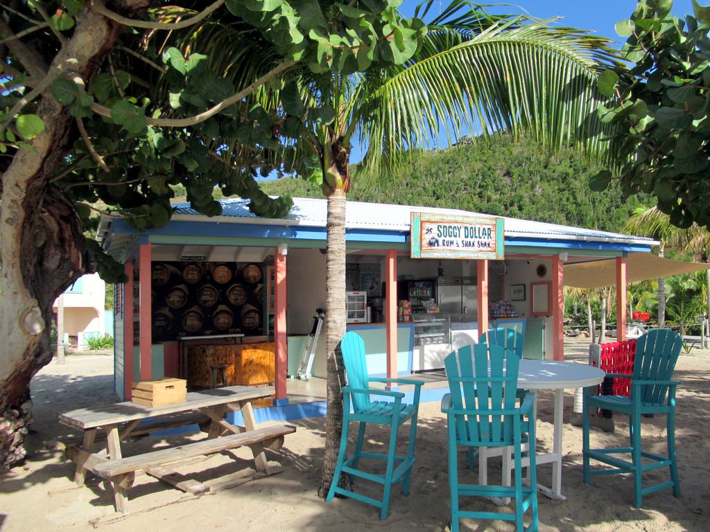 The Soggy Dollar Bar on White Bay Beach, Jost Van Dyke, British Virgin Islands, Eastern Caribbean, serves a coconut, pineapple, and orange juice concoction known as a 'Painkiller'. #SoggyDollarBar #WhiteBayBeach #JostVanDyke #BritishVirginIslands #Caribbean #Painkiller