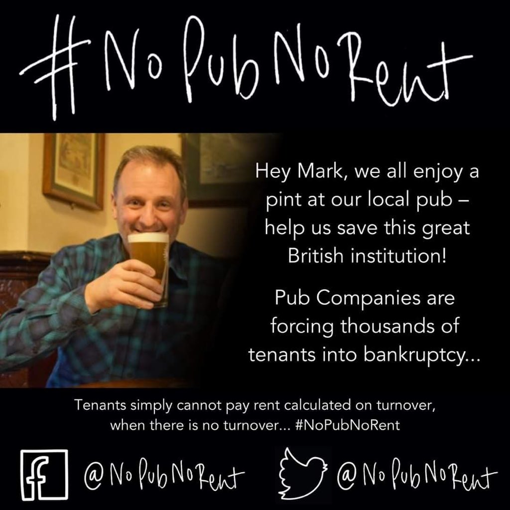 Hey @themarkrad, please may we ask for your help! Supporting our #NoPubNoRent campaign will help the thousands of tenants being bankrupted by their #pubcos. @BBCRadio2 @WildernessYet @edgelarks @TheDovetailTrio @squeezyjohn @folkonfoot @RowanFolk @RoLoHoMusic