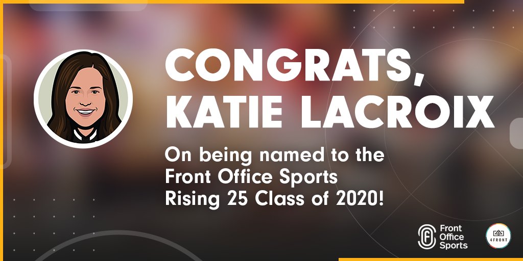 Team_4FRONT's tweet photo. Huge congrats to our #SportsBiz rockstar @KT_LaCroix on on being named to the @frntofficesport #Rising25 Class of 2020! Thanks for all you do– can't wait to continue celebrating with you all year!👏 🎉

Read More ➡️ https://t.co/nl01WUUGQ0 https://t.co/KuxamZmqIw