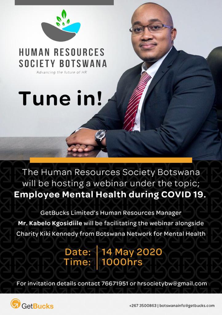 GetBucksBotswa1's tweet photo. TUNE IN!!

Our Human Resources Manager, Mr. Kabelo Kgosidiile will be facilitating a Human Resources Society Botswana webinar.

#GetBucks #OneOfOurOwn #ConversationsThatMatter https://t.co/Is9ylmV4Ps