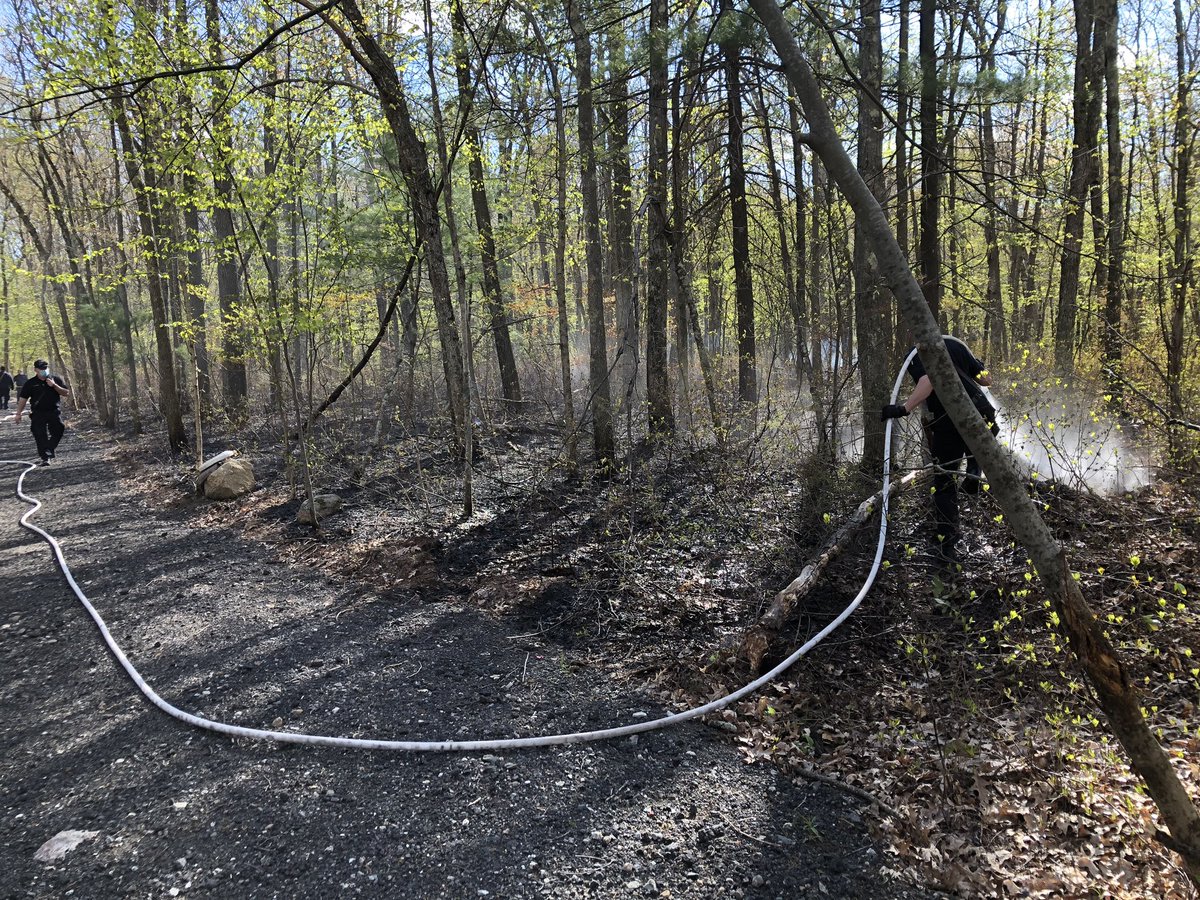 HopkintonFire's tweet image. E-4, B-11, C-2 out with a brush fire on the Charles Trail. #dryconditions