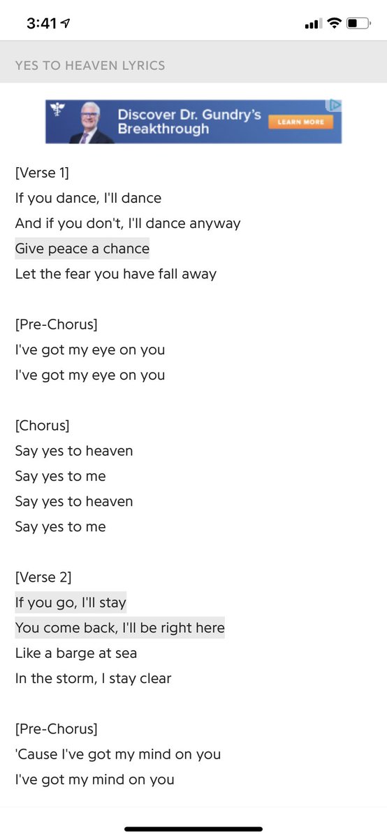 THEN we have yes to heaven which is basically her talking to her dead daughter in heaven so uh when she says “if you go I’ll stay... I’ve got my eye on you... I’ve got my mind on you” so basically just Lana keeping her memory alive or whateva