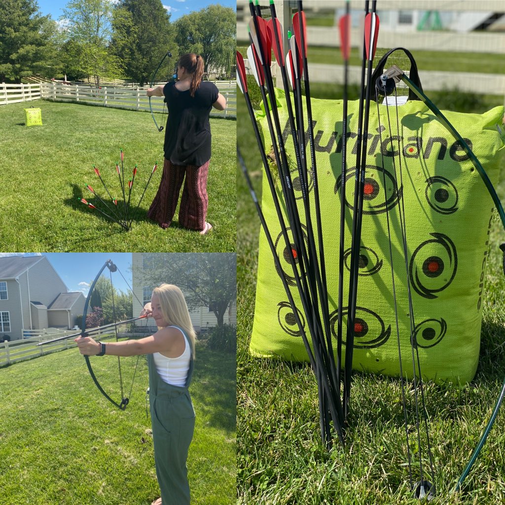 •Next level backyard games• @MsRoivas and I are practicing our archery skills! #EagleConnection #EaglesSoar