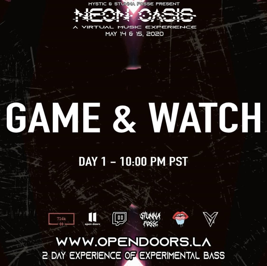 Game_Watchmusic's tweet photo. Tomorrow night at 10 ! Stay tuned 🕺🏻 @neonoasisfest https://t.co/JJfu6OHTJg