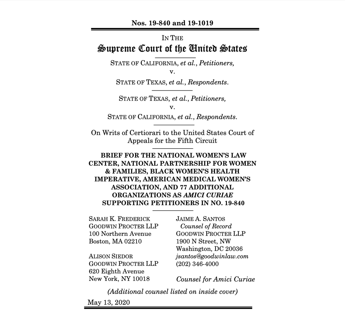 Screenshot of page 1 of the amicus brief we joined. The full brief is available at the link in the original tweet.