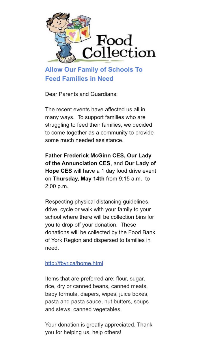 OLAnnunciation's tweet photo. Hey All-Stars! Don’t forget about our one day Food Drive taking place at OLA on Thursday between 9:15am - 2pm.  Allow our family of schools to help families in need. https://t.co/tapYYHYuMR