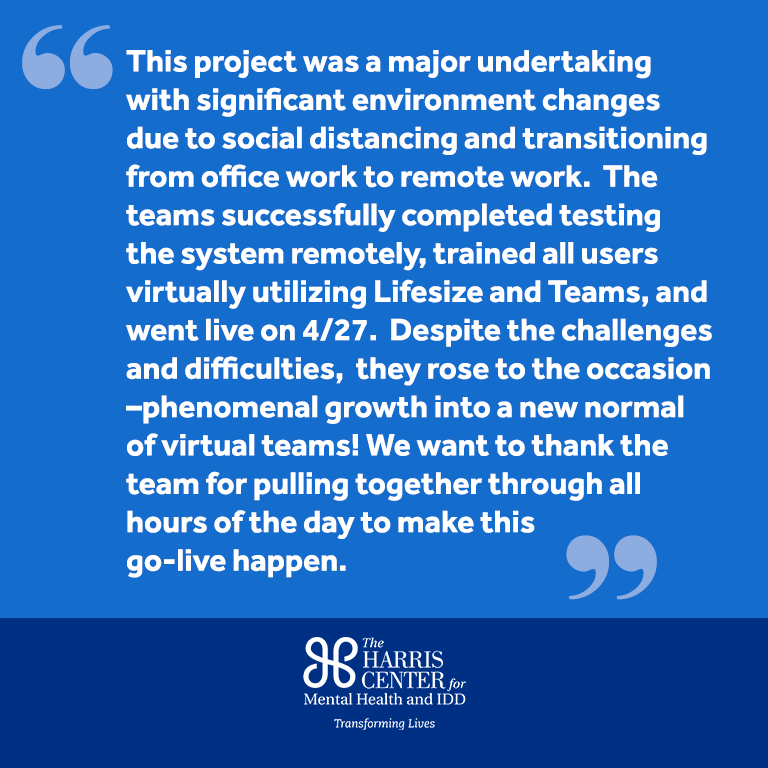 TheHarrisCTR's tweet photo. Our team is filled with amazing, dedicated &amp; talented individuals. During this difficult time, they continue to help transform the lives of individuals with behavioral health &amp; IDD needs. In today’s #TeamHighFive, we recognize our ROSS Financial Implementation/Collaboration Team. https://t.co/xqyw55I9pB