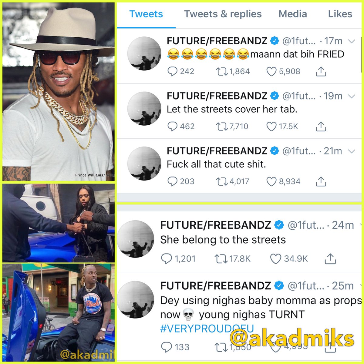 Akademiks's tweet photo. “From the Skreets she emerged... and to the skreets she shall return. ✊🏿” https://t.co/7t9K3grT9c