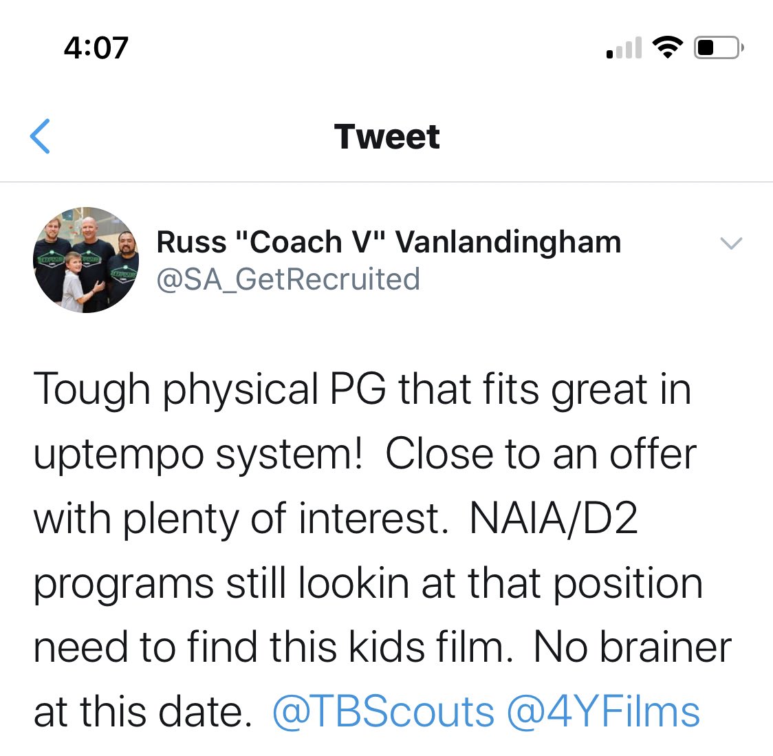 Kncrawf's tweet photo. ๐ฃ๐ฃ2021 & 2022 Contact @SA_GetRecruited to get great exposure turning interests into offers! He will work hard for you! Highly recommended. Get started now! https://t.co/82fegLBZUZ