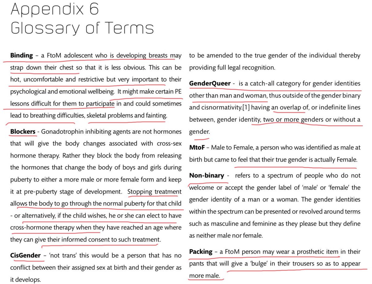 Note the glossary is where you will find a starkly honest reference to “Binding” & health impacts. (negative). Also the practice of a girl packing a fake penis in her knickers. Why are we going along with this? And I mean politicians because most people think its bonkers.