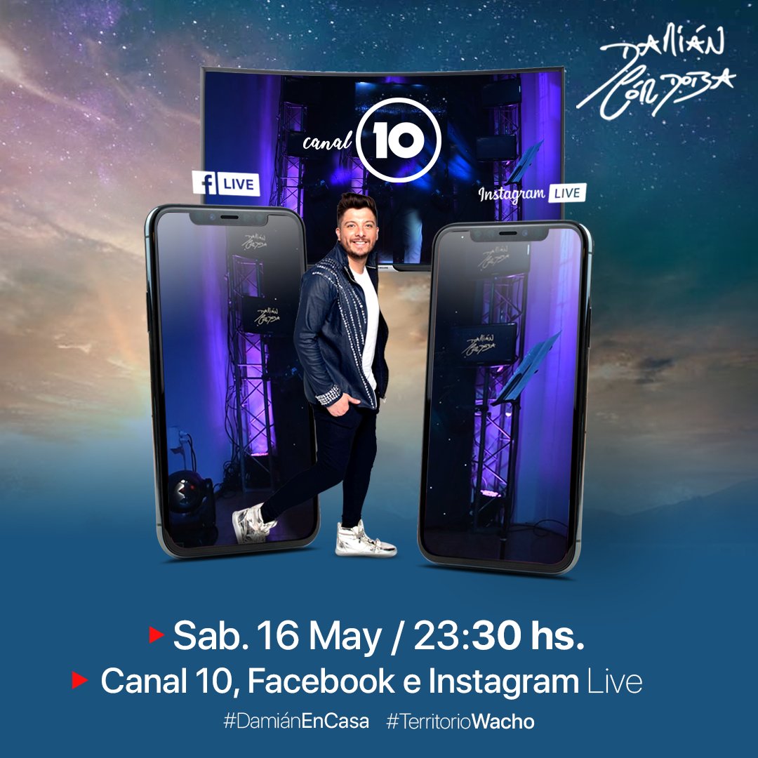 damicordoba's tweet photo. Este sábado desde las 23:30Hs compartiremos juntos el Baile Más Grande de la Historia!
Transmitimos en vivo para todo el mundo a través de nuestro Facebook y nuestro Instagram; y para todo Córdoba a través de Canal 10!
No te lo podes perder!
#DamianEnCasa #TerritorioWacho https://t.co/deqaqDLrO0
