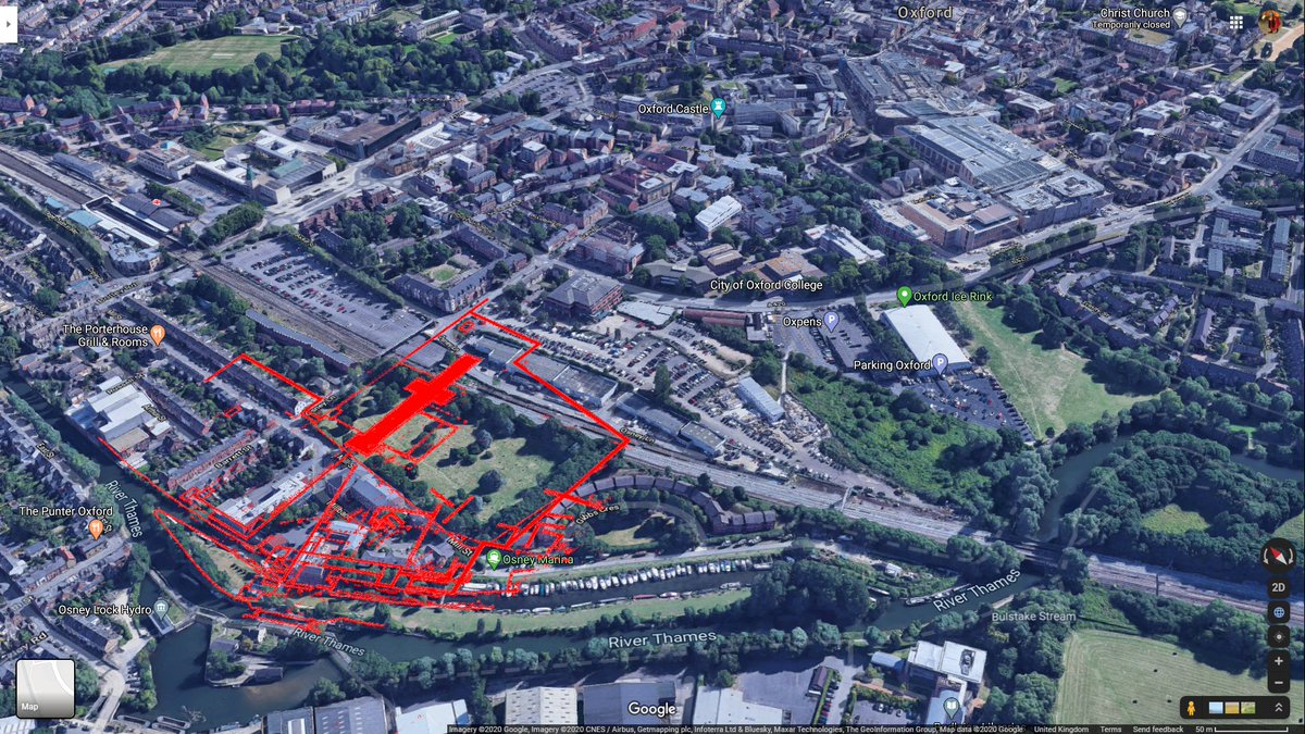 The site is now a cemetery, which is terrible for archaeology as you should know by now, and if that's not bad enough, the railway line from Oxford station goes through the E end.