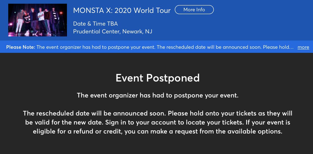 kpopinnyc's tweet photo. MONSTA X 2020 TOUR in North America has been postponed!
🎫 Keep your tickets, your current concert tickets (seats) will be honored for the new dates!
#MONSTAX #몬스타엑스 #MONSTAXinNJ #MONSTAXinNEWARK https://t.co/ml5bzATcLE
