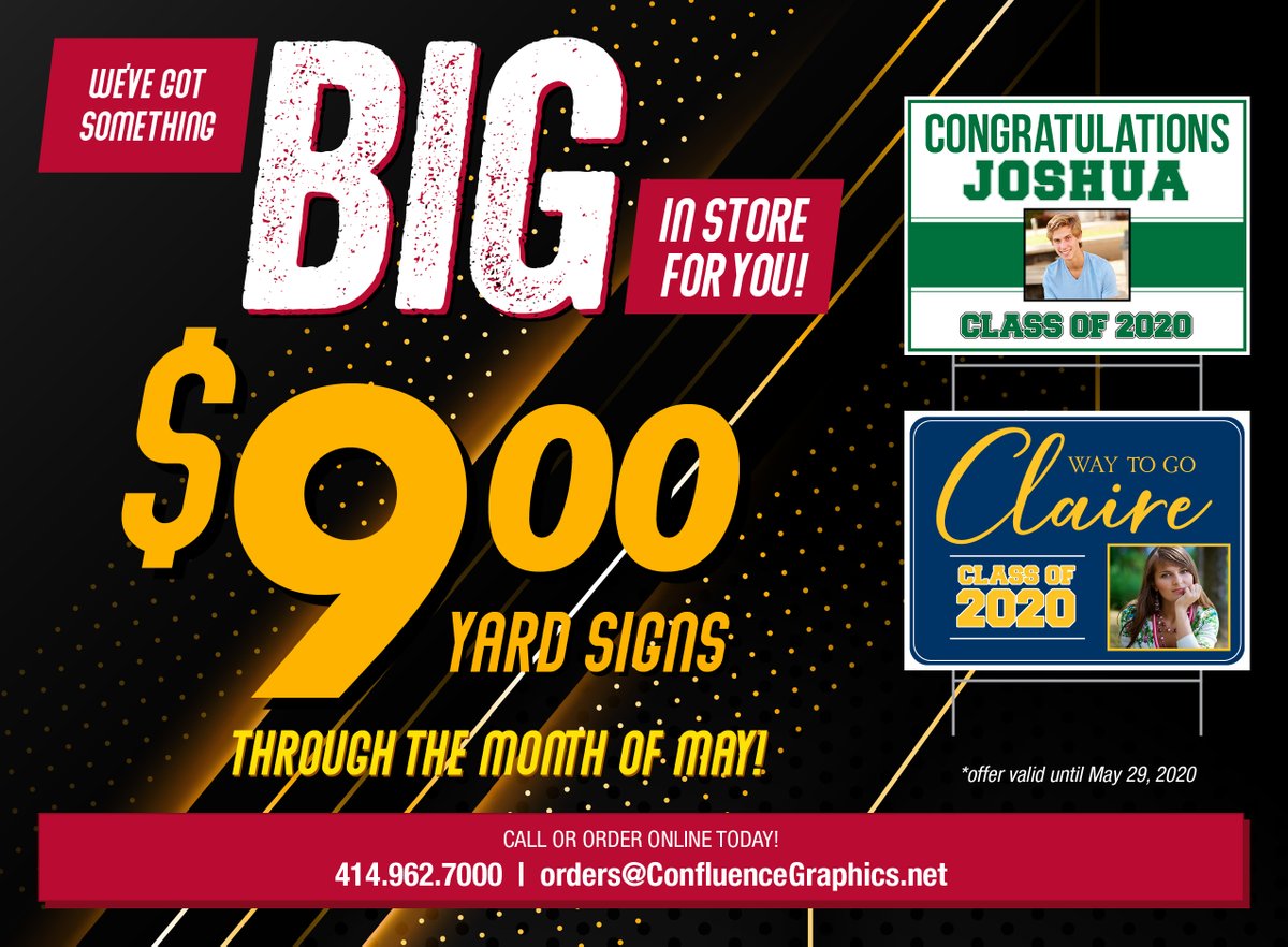 Do you know a certain #graduate that deserves #recognition this year? Order a yard sign for them and display it proudly!! Each 24x18 yard sign can be customized however you'd like with names and even #school colors! Call or email us today to get started!
#graduation  #COVID19