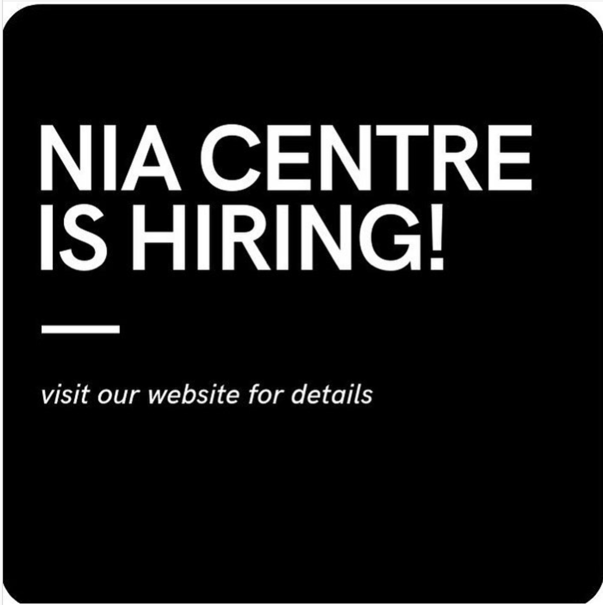 Nia Centre for the Arts (<a href="/NiaCentre/">Nia Centre for the Arts</a>) is hiring three summer positions! Seeking a Digital Content Coordinator, Web and Graphic Designer, and a Program Facilitator!

Visit niacentre.org/work for more info!

Deadline May 20th, 11:59PM!
