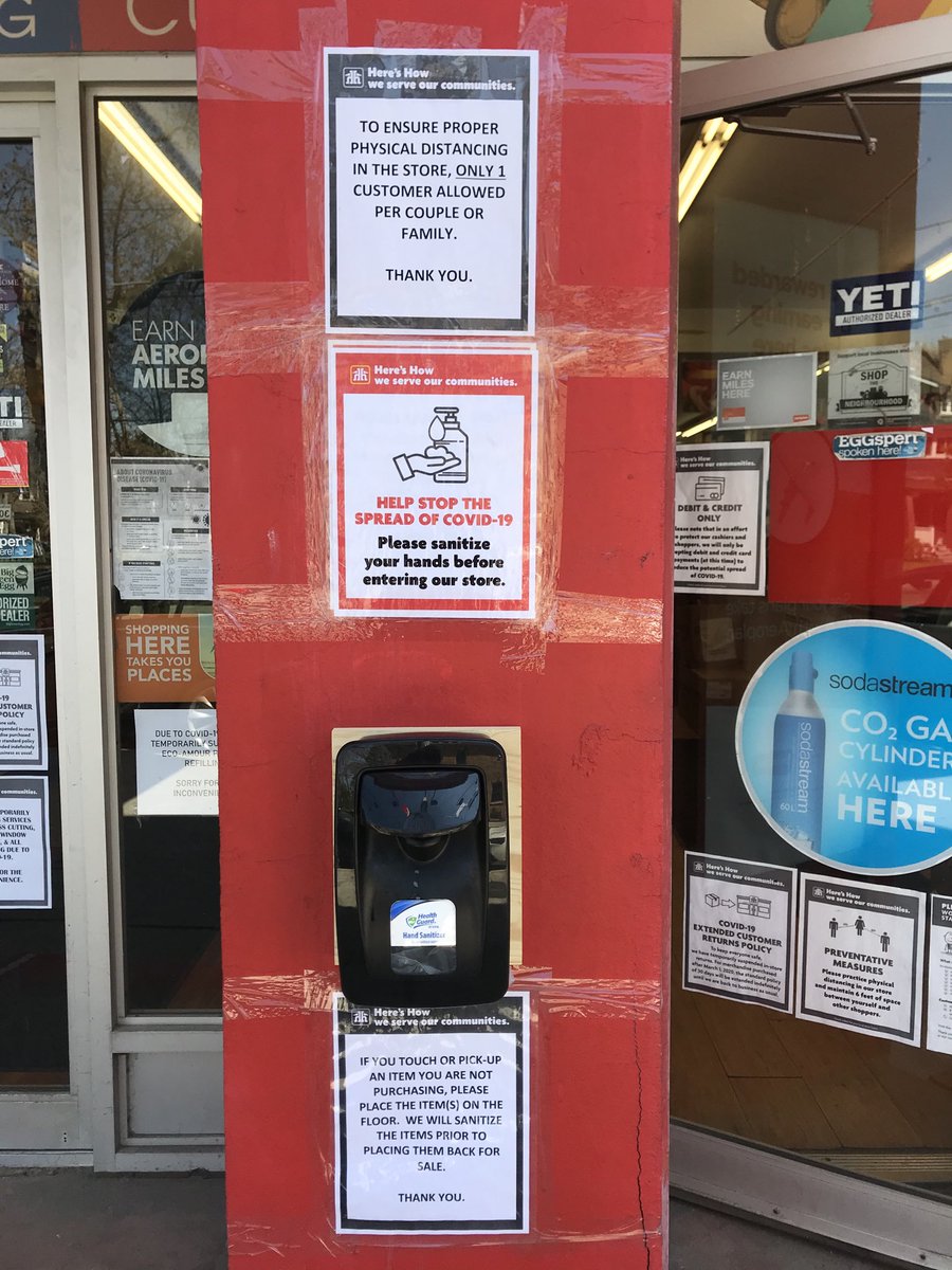 pollockshh's tweet photo. Here’s How we help keep our staff and customers safe with hand sanitizer as you walk in #pollockshh #loveroncy #homehardware https://t.co/5MfcBMRojR