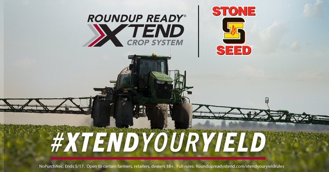 RRXtend's tweet photo. .@StoneSeedIL farmers! If you’re spraying a post emergence application, reply with pics of your great start &amp; clean fields with #XtendYourYield for a chance to win #RRXtend swag! #contest https://t.co/zT6mvHSmdw